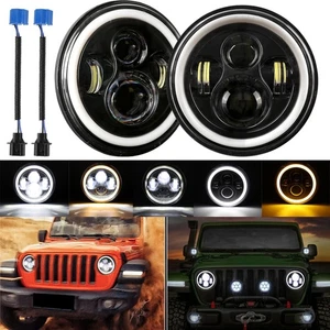 For 2008-2015 Jeep Patriot Pair 7" inch Round LED Headlights DRL Projector Light - Picture 1 of 12