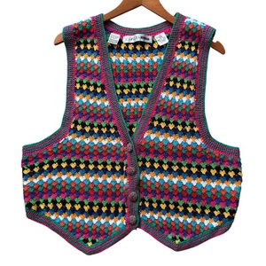 De Colección Chaus Mujer Arco Iris Tejido Suéter Chaleco Abuela Multicolor Brillante Talla 2X - Imagen 1 de 8