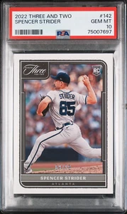 2022 Panini Three and Two Spencer Strider #142 69/99 Numbered PSA 10 GEM MINT - Picture 1 of 2