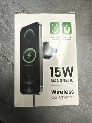 Беспроводное быстрое зарядное устройство 15 Вт магнитный держатель для автомобильной вентиляционной решетки с USB-C белое - Изображение 1 из 4