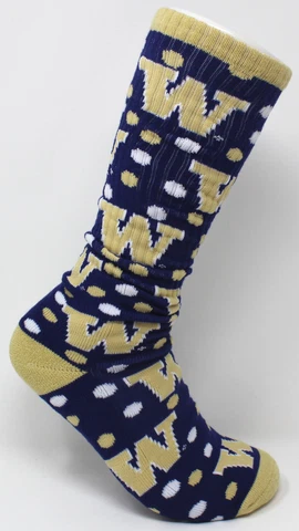 Washington Huskies NCAA Random Dots Moisture-Wicking Long Tube Socks *Medium Cover