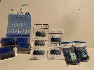 Lot of Hanukkah  4 Sets Of 45 Blue Candles &  7 Sets Of Dreidels - Picture 1 of 4