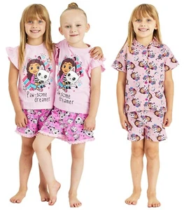 Girls Gabbys Dollhouse Short Pyjamas Button Dolls House Nightwear 18 Mth-6 Yr - Picture 1 of 12