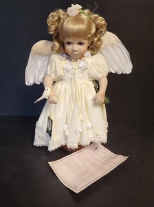 Caja de muñecas Geppeddo 2002 de porcelana 17" Rebecca Angel rara y certificado de autenticidad 2206104 G - Imagen 1 de 12