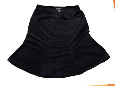 Elementz Womens Black Stretch Velvet Midi Career Skirt Elastic Waist Size XL - Изображение 1 из 4
