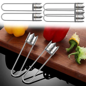 Pepper Corer Stainless Steel Chili Corer w/ Handle Hangable Pepper Seed Removal﹏ - Picture 1 of 22