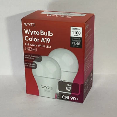 WYZE Bulb Color A19 Full Color Bulb Wi-Fi LED Two Pack 1100 Lumens Brand New - Image 1 of 4