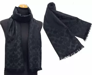 Coach Womens Black Oversized Signature C Logo Large Square Scarf, O/S 8977-3 - Picture 1 of 1