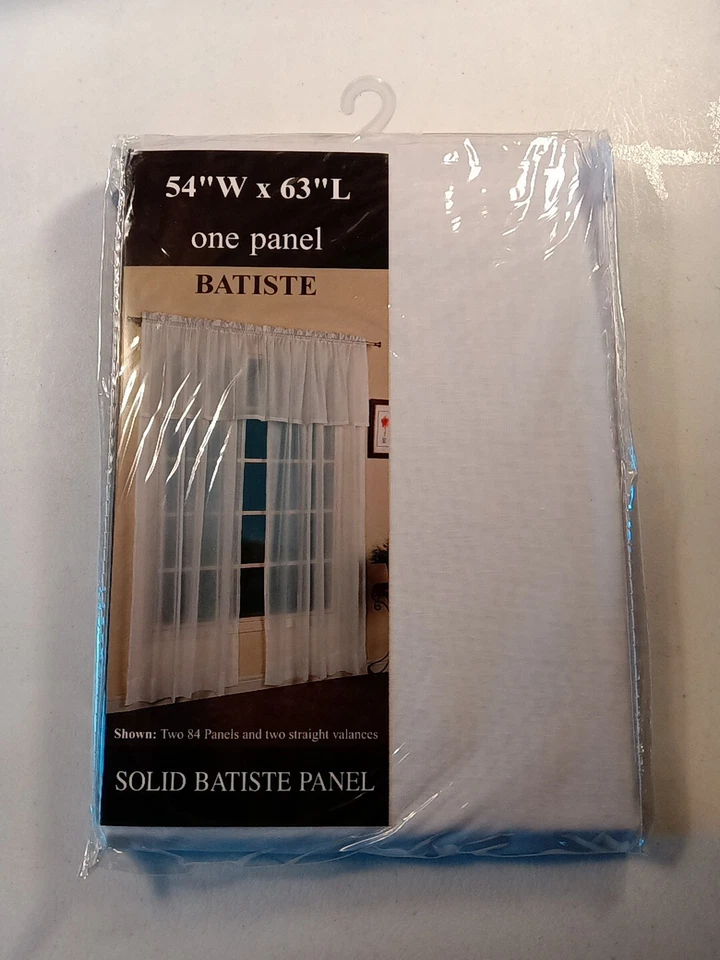 Curtains of Character by United solid batiste White panel 54”w x 63”L Brand New  - Image 1 of 4