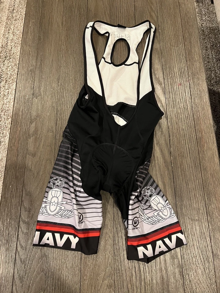 Mens Military Navy Midshipmen Black Aero Padded Cycling Bib Shorts Large - Image 1 of 1