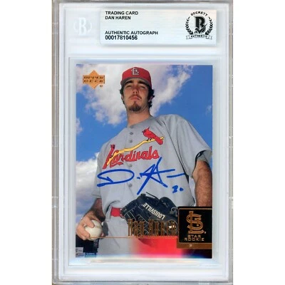 Dan Haren Firmado 2001 Cubierta Superior RC #26 Cardenales de San Luis BAS Losa MLB Automático Foto 1 de 4