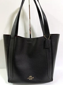 Coach Hadley Double Face Leather Tote Bag Black NWT $478 - Picture 1 of 8