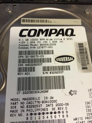 COMPAQ BD009122C6 9.1GB Wide Ultra2 SCSI HDD With Rails - Image 1 of 3