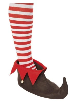 Elf Boots Shoes With Bells Adults One Size Christmas Santa Helper Fancy Dress - Image 1 of 4