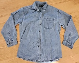 Vintage Faded Glory Men XLT Denim Shirt Long Sleeve Button Up Pockets Workwear - Picture 1 of 5