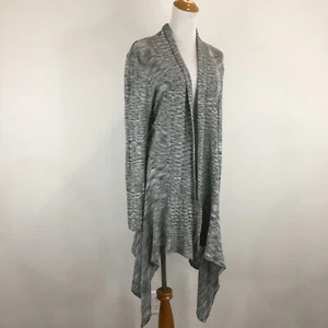 MARGARET O'LEARY Gray White High Low Open Front Cardigan Womens sz Small/Medium - Picture 1 of 11