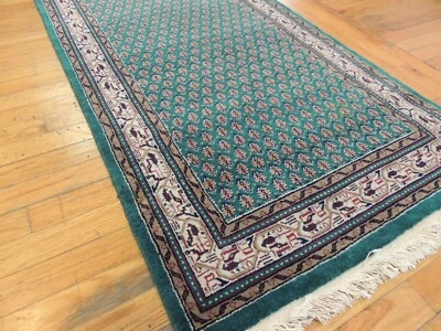 2x14  3x14   Meir Transitional Geometric LONG RUNNER  Oriental  Rug wool Green - Image 1 of 4