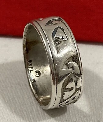 Винтажное кольцо PSCL PETER STONE 925 из чистого стерлингового серебра с узором РАЗМЕР 9 - Изображение 1 из 4