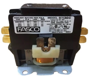 FASCO H130C DEFINITE PURPOSE CONTACTOR 1P 30 FLA 40A RES 208/240VAC--NEW--SES - Picture 1 of 3