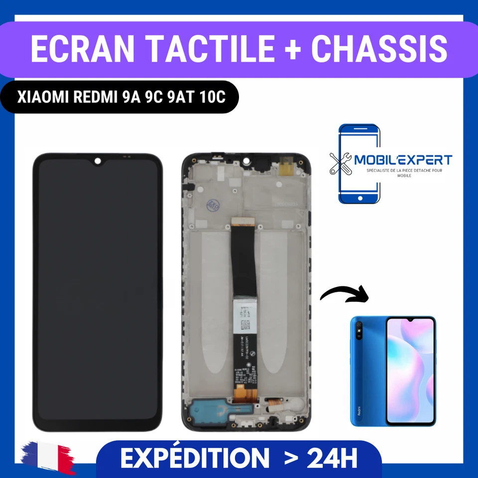 ECRAN + VITRE TACTILE SUR CHASSIS XIAOMI REDMI COMPATIBLE 9 9T 9A 9C 9AT 10A - Image 1 of 1