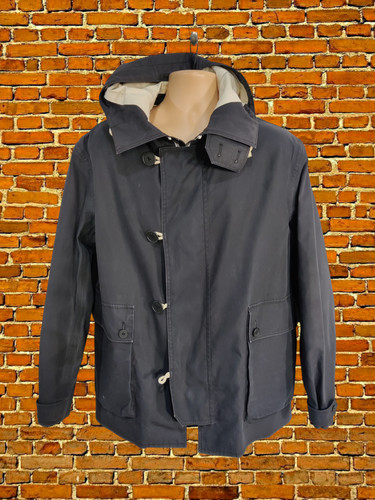 GIACCA A VENTO UOMO BURBERRY PRORSUM 50" TAGLIA 56 NERA CON CAPPUCCIO IMPERMEABILE