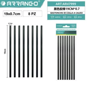 BASTONCINI STICK COLLA A CALDO NERO NERI PER PISTOLA INCOLLATRICE 19CMX7MM - Foto 1 di 1