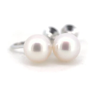 Pendientes de perlas Tasaki 7,9 mm oro blanco 14k Foto 1 de 4