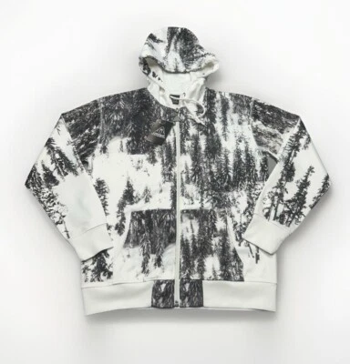 Верхняя игровая площадка толстовка с капюшоном мужской S полный молнии новый с Ярлыками белый редкая AOP VTG Y2K толстовка - Изображение 1 из 4