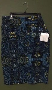 Neu mit Etikett ~ LuLaRoe Cassie ~ 2XL ~ MARINEBLAU - GELB ~ Paisley geblümt ~ Blumen - Bild 1 von 1