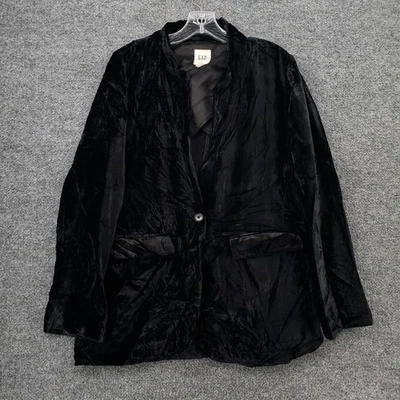 Blazer Gap Mujer M Mediano Negro Ultra Suave Vacaciones Terciopelo Mezcla Seda Chaqueta Foto 1 de 4