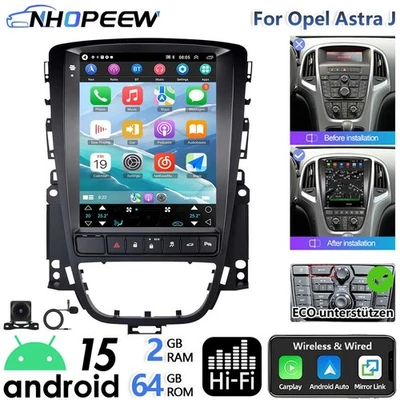 Carplay Android 15 Autoradio Für Opel Astra J ECO GPS Navi WIFI BT RDS HiFi 64GB - Bild 1 von 4