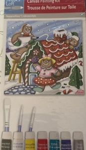Artist Loft Canvas Painting Kit 12 Pc Gingerbread House & People 11"x11" New - Picture 1 of 3