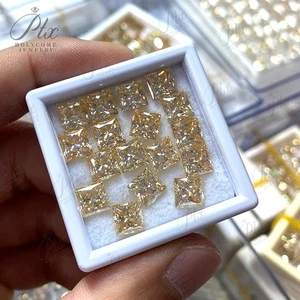Loose Moissanite stone Real Gem Princess Cut 0.3ct-6ct ALL SIZES D Champagne VVS - Picture 1 of 30