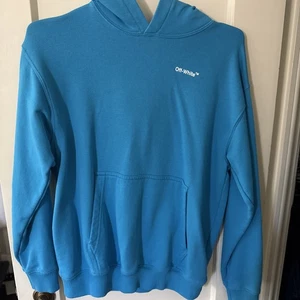 Off-White Off White Turquoise Blue Monster Logo Arrow Hoodie Sweatshirt Boys 12 - Picture 1 of 12
