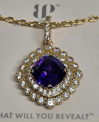 Bomb Party OG Necklace NK94147 'Where Dreams Go' Purple Topaz Cz On Gold Plating - Image 1 of 4