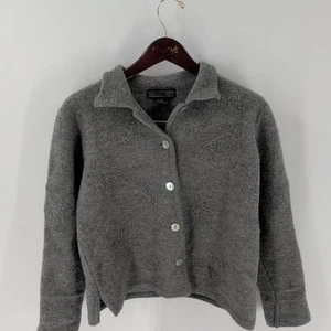 Vintage Herman Geist Button Front Winter Wear Wool Cardigan Sweater Gray Size M - Picture 1 of 7
