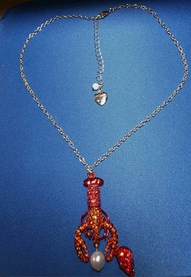 Collar Corazón Betsey Johnson LOBSTER Best Friends Rojo Estrás Tono Dorado - NUEVO Foto 1 de 3