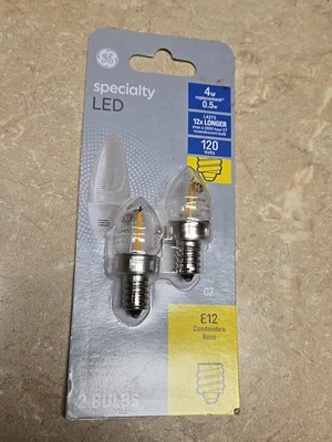 GE Lighting  LED Night Light Bulbs, Candelabra Base 1/2-Watt, 2-Pk. NEW Clear - Image 1 of 4