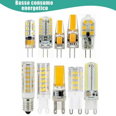 G4 G9 E14 Lampadina LED COB Lampe SMD Chip AC DC12/220V 2-7W luci di inondazione - Immagine 1 di 4