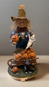Rare Halloween Scarecrow Farmer  Figurine Pumpkins Cat Ghost High Quality Detail - Picture 1 of 8