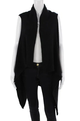 Женский жилет Sarah Pacini с высоким воротником без рукавов из мохера и мериноса черный размер один размер - Изображение 1 из 4