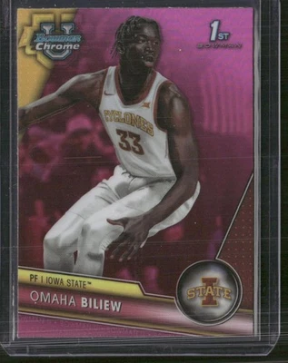 2023-24 Bowman University Chrome #32 Omaha Biliew Pink Wave Refractor #/125 - Image 1 of 2