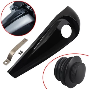 Black Fuel Console Dash + Gas Tank Cap Cover For Harley Road Street Glide 08-23 - Picture 1 of 23