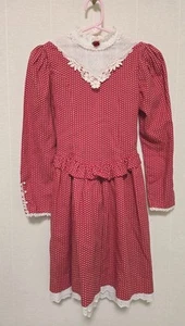 Bryan Girls 80s Vintage Dress Red Heart Print Size 10 Retro - Picture 1 of 6