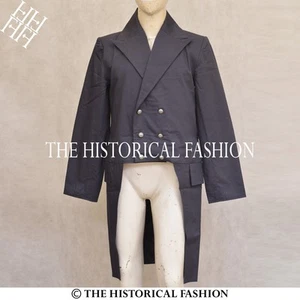Abrigo trasero victoriano azul marino 18th Regency para hombre - Imagen 1 de 5