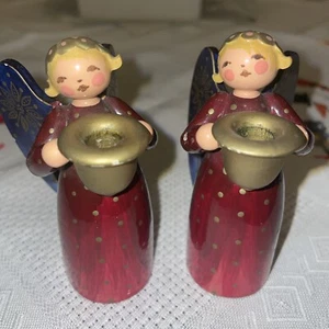 Wendt und Kühn 2 Brokat Engel mit Lichternapf von 1973 - Bild 1 von 5