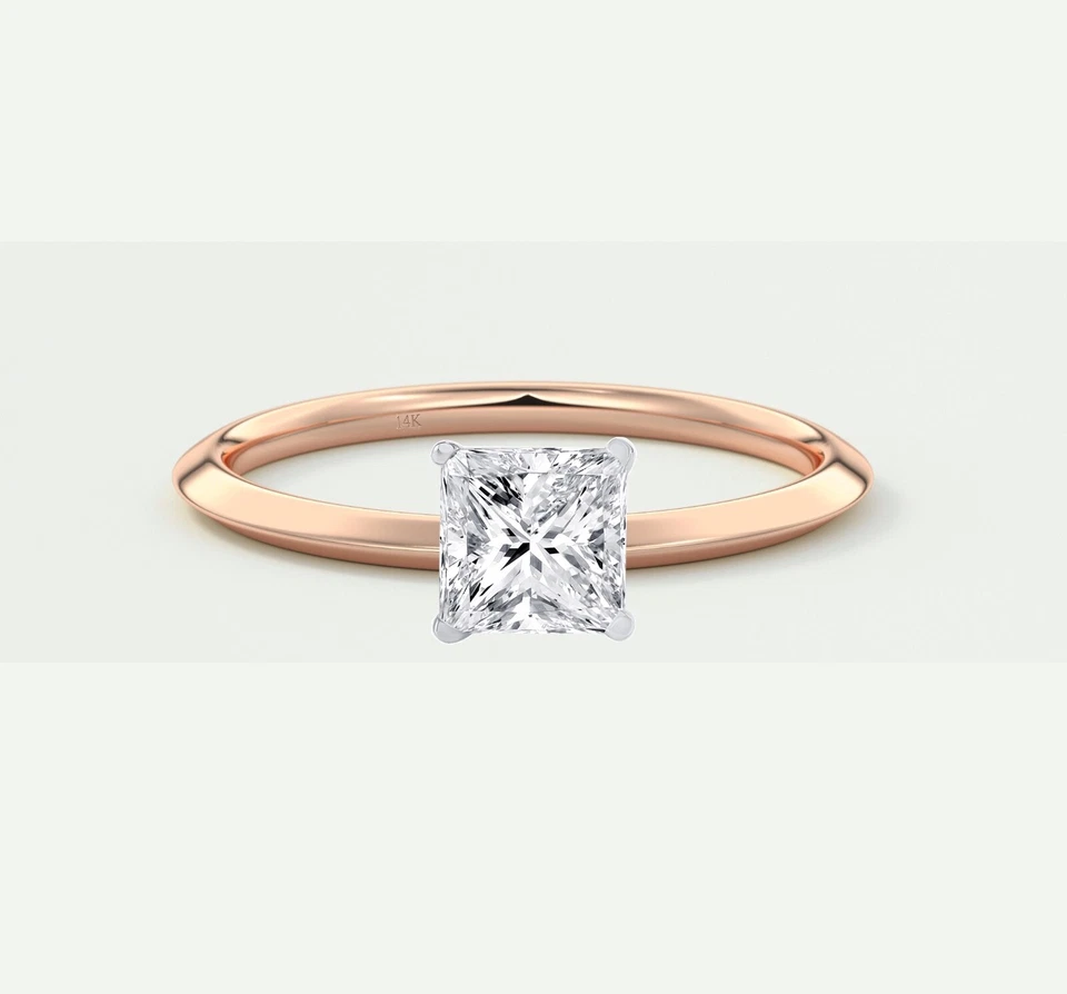 5/8 Ct Princess F/VS Lab Created Grown Diamond Engagement Ring 14K Rose Gold - Image 1 of 1