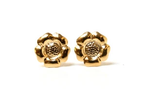 9ct Gold Tudor Rose Studs earrings Gift Boxed Made in UK - Picture 1 of 5
