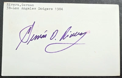 German Rivera - 1983 Debut Autographed GPC - Los Angeles Dodgers - Image 1 of 3