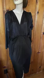 Vintage 70s/80s Taurus Nites Petites Disco Black & Silver Dress Size 4P - Picture 1 of 12